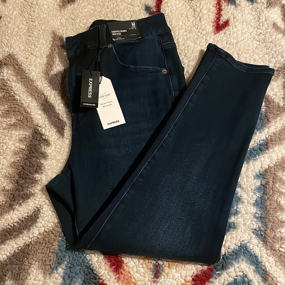NWT Express cropped skinny high rise ultra hyper stretch jeans M short 6/8/10